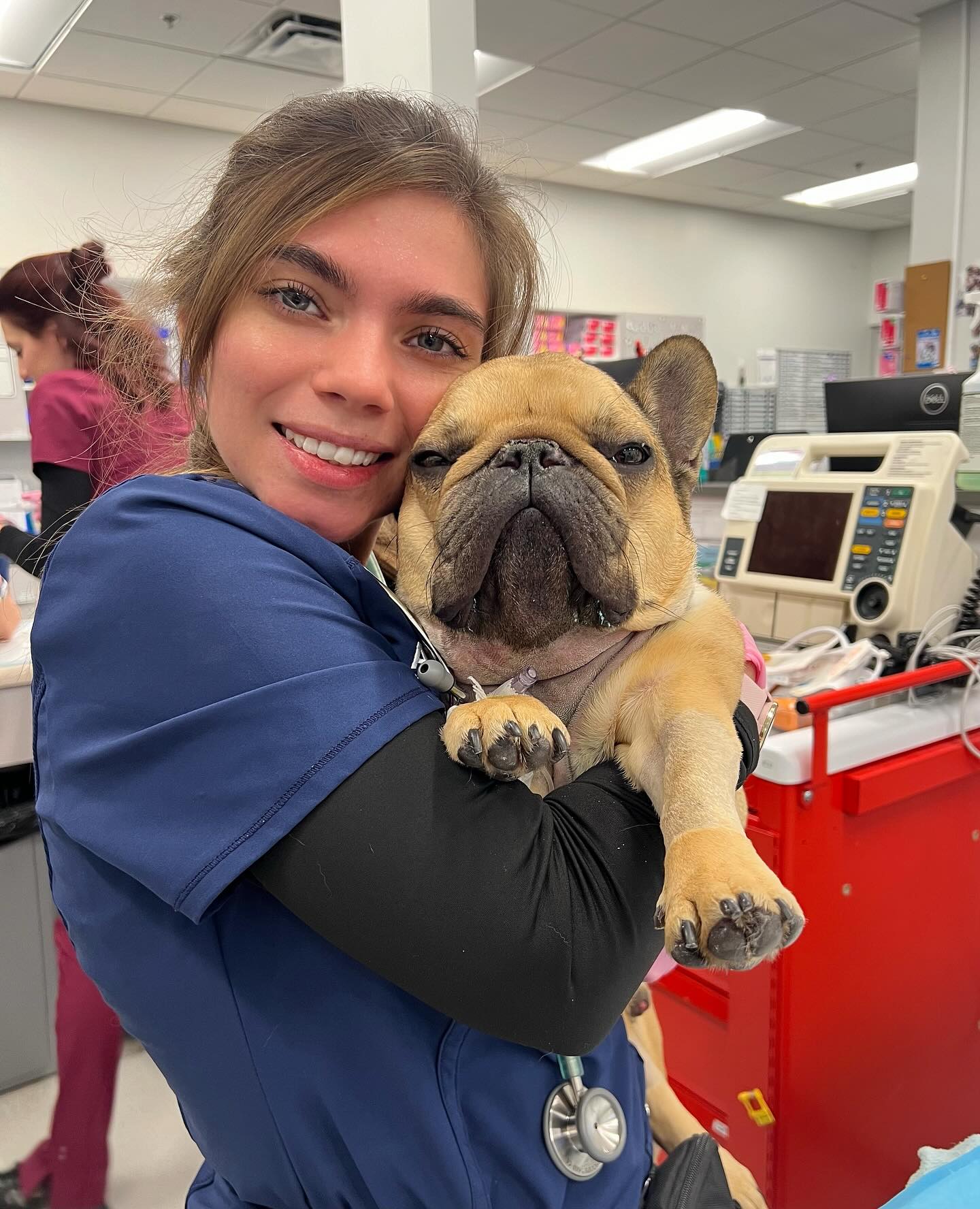 Assistant Holding Pup